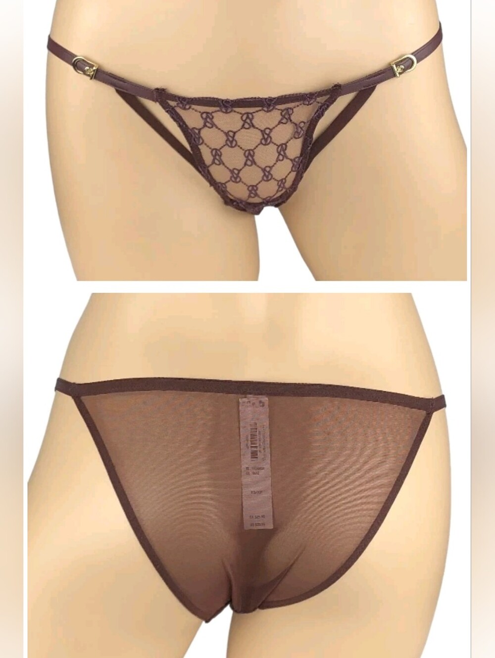 Victoria's secret VERY SEXY VS Logo Embroidery faux leather String Bikini Panty